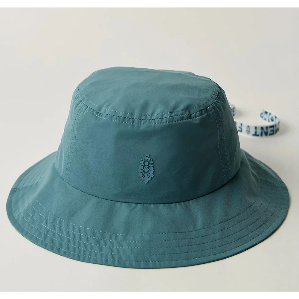 NEW FREE PEOPLE FP MOVEMENT BLUE ADVENTURE LOGO STRAP BUCKET HAT